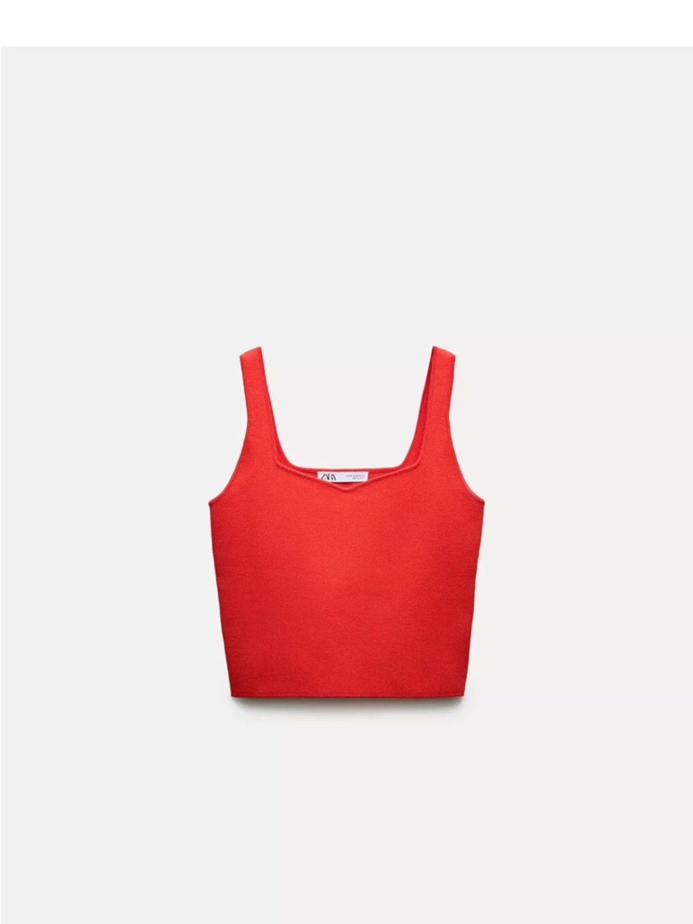 Solid Knit Cropped Top – Red